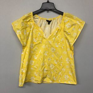 Banana Republic Women Blouse Top Shirt Size Small Petite Yellow Floral B189 -10